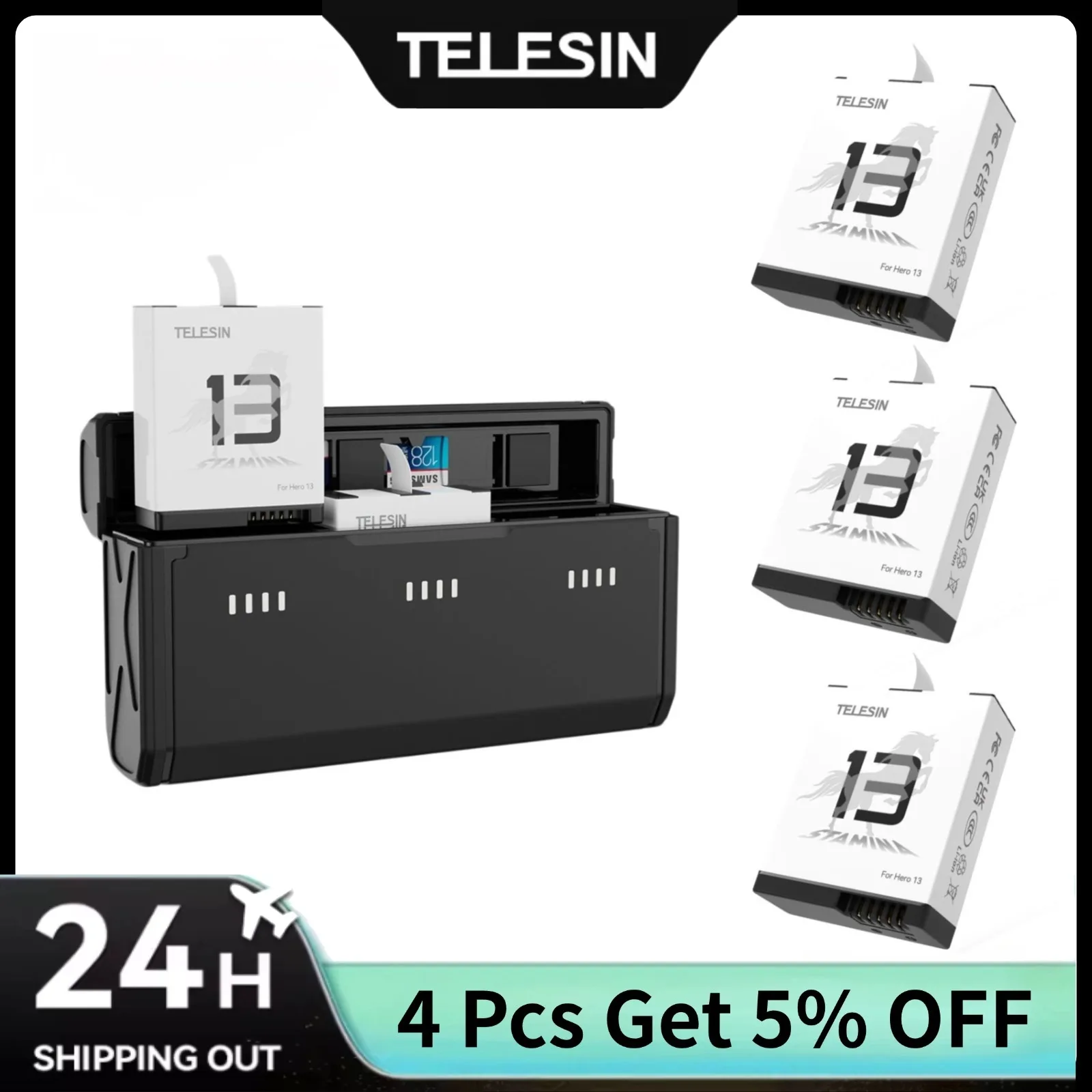 TELESIN Portable Fast Charging - Gopro Action Camera Hero 13 Black review and price