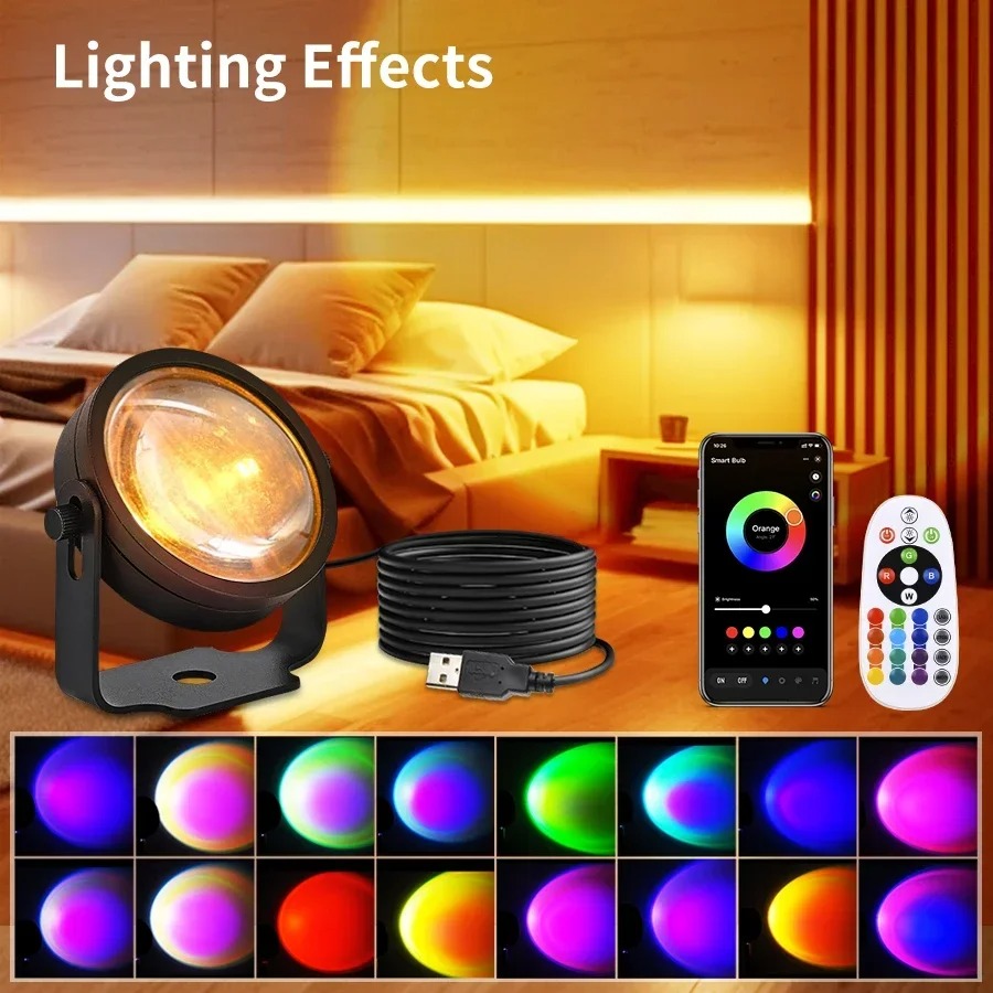 Smart LED Sunset Projector Lam - Photography Lighting Diy review and price