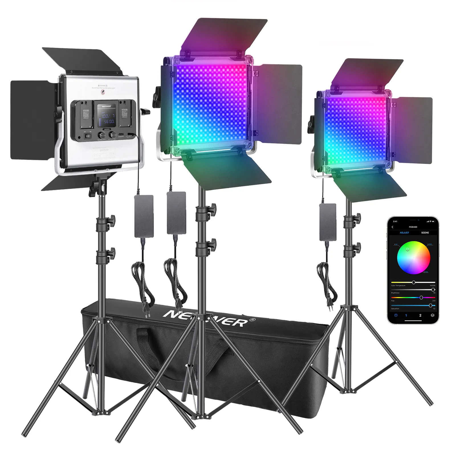 Neewer 3 Packs 480 RGB Led Lig - Photography Lighting Kit Neewer review and price